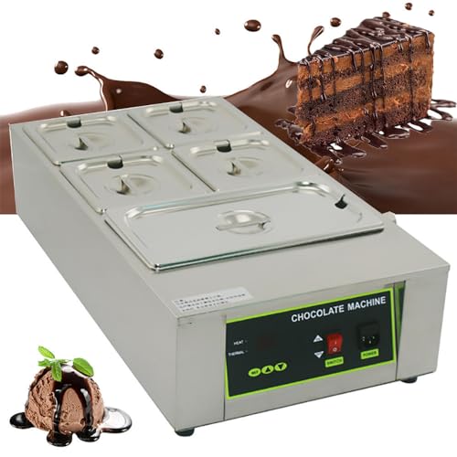 WhFKLca Maquina para Derretir Chocolate EléCtrica Comercial | MáQuina Profesional De Templado De Chocolate con Control Digital | Capacidad De 8/12 Kg | 0-194 ℉ Ajustable | 1000 W 5-Tank