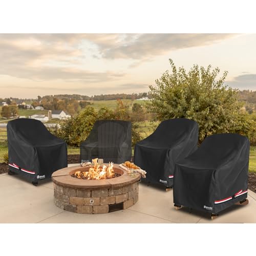 Image of Bitubi Waterproof 4 Pack Patio Adirondack Chair Cover for Outdoor Chair Size Up to 35W x 37D x 36H inch,Outdoor Lawn Patio Furniture Covers (Black)