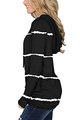 Hoodies Women Pullover Casual Stripe Print Sweatshirt Loose Fit Soft Long Sleeve Pullover Tops Shirts