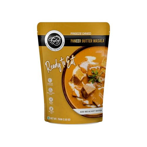 Image of FzyEzy Freeze-Dried Paneer Butter Masala - Ready-to-Eat Indian Curry | Gluten-Free | Preservative-Free | Quick Meal Solution | Lightweight Travel-Friendly Pack | 75gm