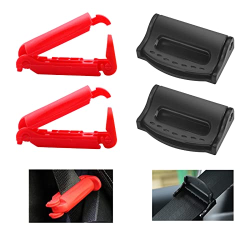 Clip Ceinture, Bloque Ceinture De Securite Voiture, Clips Ceinture Voiture, Ajusteur de Ceinture de Sécurité Pour Clip Boucle Pour Ceinture De Sécurité En Voiture Enfants Siège - Rouge, Noir(4PCS)