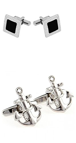 tripin Cufflinks Combo Set for Men Silver Black Colour for Office Corporate Party French Cuff Shirts Shirt Suit Blazer in A Gift Box 779-1428-picture-12