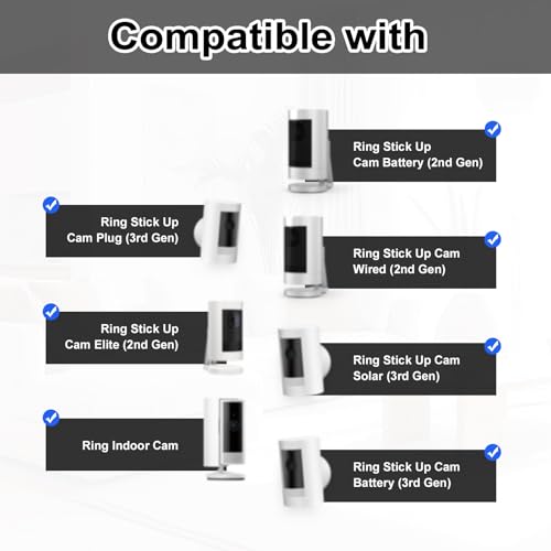 Beveiligingscamerabevestiging voor Ring Stick Up Cam/Ring Indoor Cam, 360 Graden Verstelbare Beveiligingscamera Muurbevestigingsbeugel voor Binnen Buiten Plafond (Camera Niet Inbegrepen) - Afbeelding 5