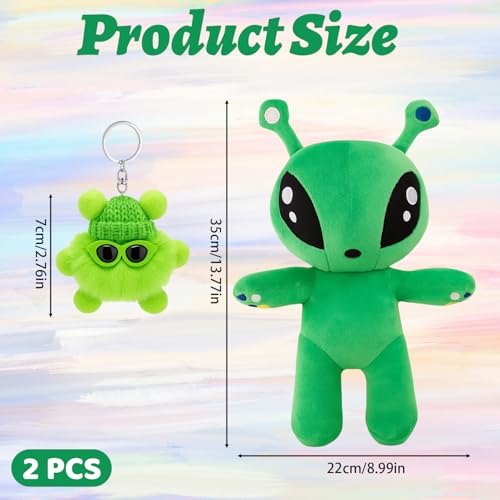 2-Pack Muñeco Alien Verde Peluche 35cm con Charms miniatura 2