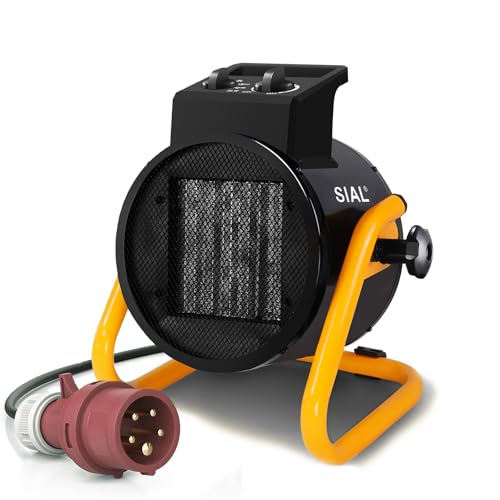 SIAL Calefactor Cerámica 5000 W - Radiador Electrico - Bajo Consumo - Calefacción Industrial - Calor Rápido 3 Segundos - Apto Para Garaje, Taller, Almacén (Negro)