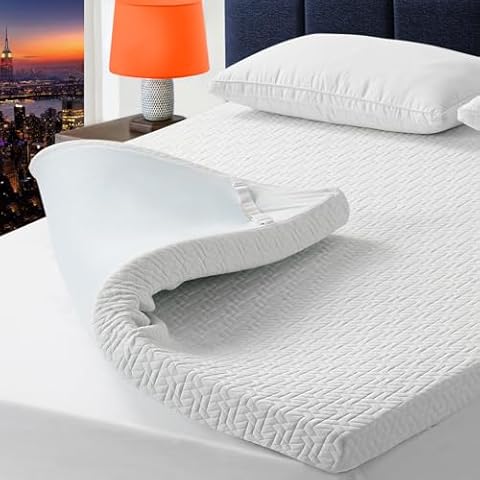 BedLuxury 3 Inch King Size Cooling Gel Memory Foam Mattress Topper, Mattress Pad Cover for Pressure Relief, Bed Topper with Removable Cover，Soft & Breathable Cover
