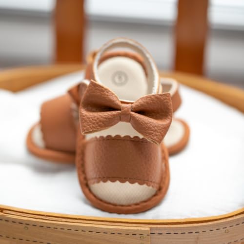 Image of Babelvit Infant Baby Girl Boy Sandals Comfort Premium Summer Outdoor Casual Beach Shoes with Flower Bowknot Anti Slip Rubber Sole Newborn Toddler Prewalker First Walking Shoes