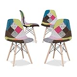 Aron Living Pyramid 17.5' Cotton and Wood Dining Chair in Multi-Color (Set of 4)