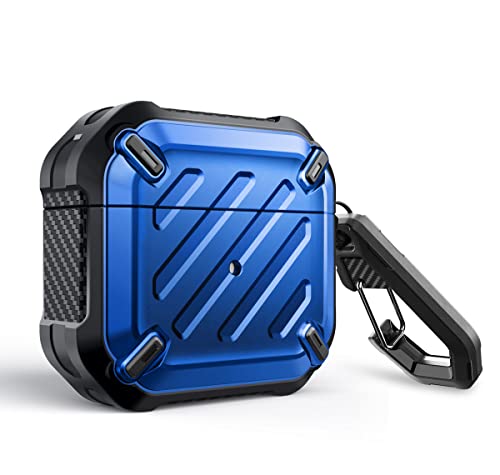 SUPCASE for AirPods 3rd Generation Case with Carabiner, [Supports Wireless Charging] [Anti-Scratch] Full-Body Rugged Shock Resistant Shockproof Hard Shell Protective Case for AirPods 3 (2021), Blue