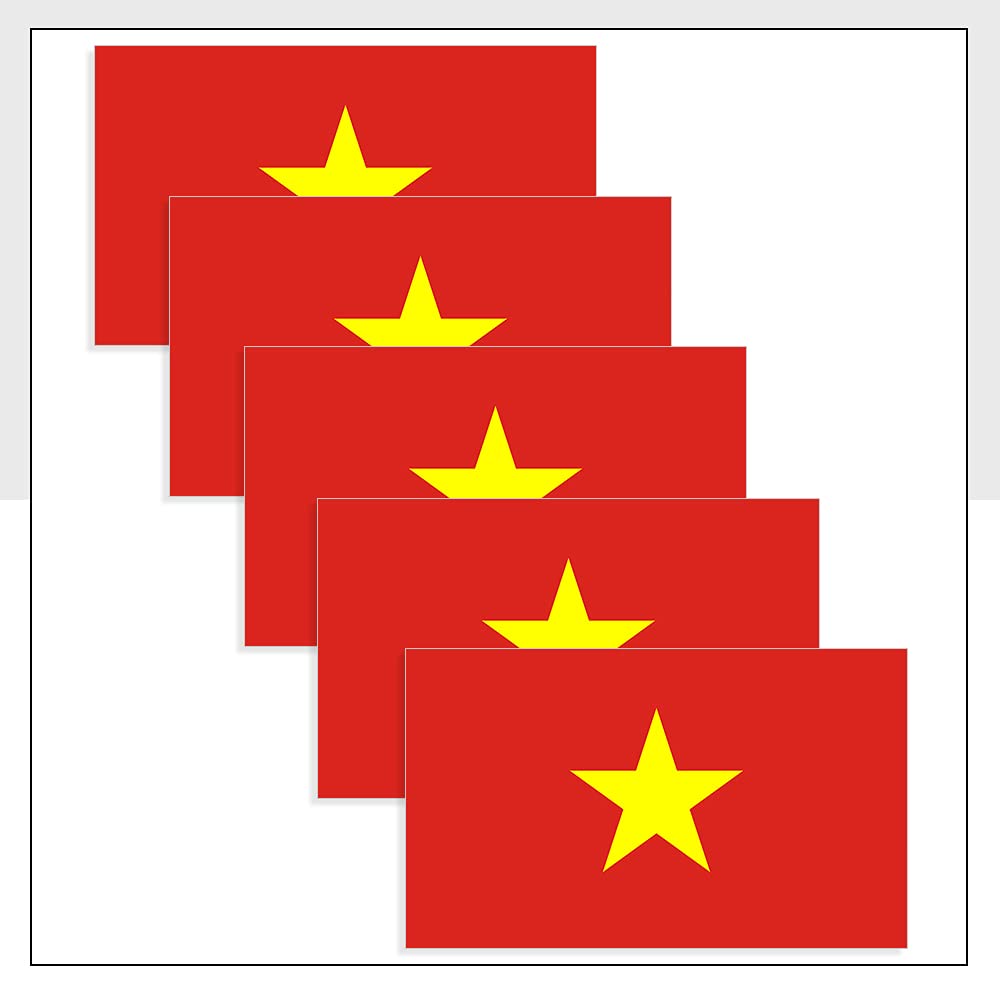 Packwith Vietnam Flag Helmet Stickers Pack Of 5 (60 X 36Mm) Vinyl Vn Flag Labels For Ipad Fridge Bike Packwith® #P1015