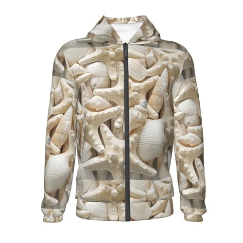 Starfish and Sea Shells Kids Pullover Hoodies Boys Zip Up Sweatshirts Girls Athletic Clothes with Pocket2