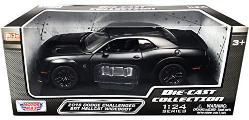 2018 Challenger SRT Hellcat Widebody Matt Black Die-Cast Collection Series 1/24 Diecast Model Car by Motormax 79350,unisex