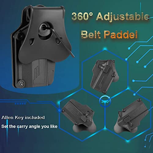 Universal Owb Holster Compatible For Glock|Sig Sauer|Cz|Ruger|Smith & Wesson|1911|Taurus|Springfield Armory|Beretta Etc 80+ Pistols，360°Adjustable Paddle,Index Finer Released - Right Hand #TOP3