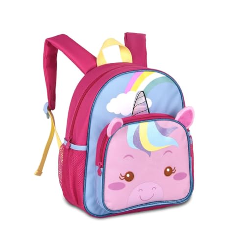Mochila Infantil Unicórnios Bolsa Costas Escolar Meninas Clio Pets (Rosa)