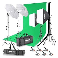NEEWER Kit di Illuminazione per Fotografia con Supporto per Fondale 2,6x3 m, Lampadine LED 5700K Equivalenti a 800W Ombrello Softbox Illuminazione Continua, Attrezzatura per Prodotti Ritratti