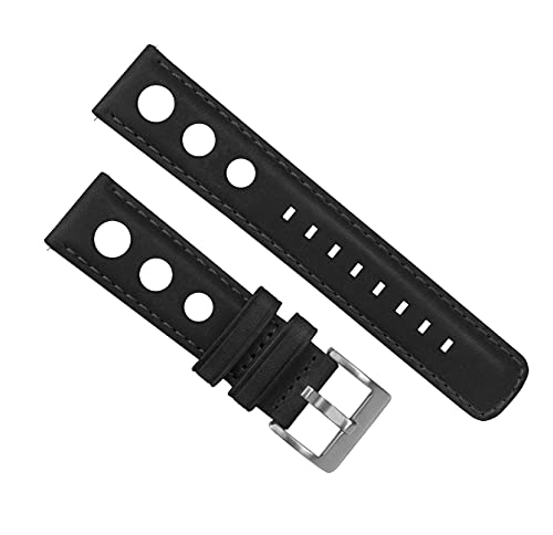 Image of 20mm Black - BARTON Rally Horween Leather Gunmetal Buckle Watch Bands - Quick Release - Choose Strap Color & Width