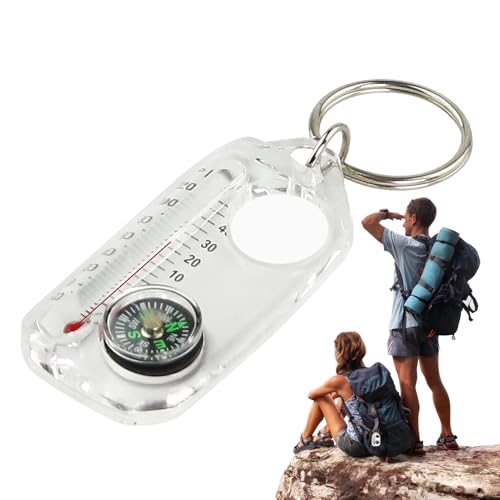 Compass Thermometer Keychain Survival – Portable Guiding Tool Keyring, Pocket Size Outdoor Gear for Hiking Backpacking, Multi-Use Mini Equipment for Camping Adventure Travel Ask Cha – Image 5