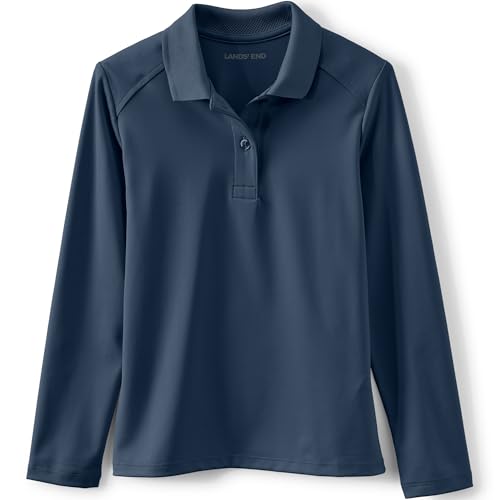 Lands' End School Uniform Girls Long Sleeve Feminine Fit Rapid Dry Polo Shirt3