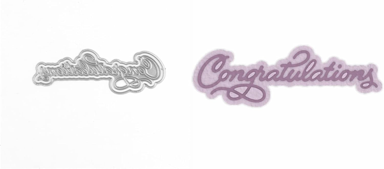 Briartw Congratulations Cutting Dies,Words Phrases Shadow Sentiment Die-Cutter for Card Making,DIY Alphabet Letters Scrapbooking Paper Crafts Embossing Stencil Photo Album Crafts Tool Decoraion Cards