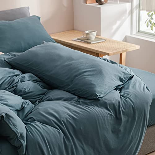 Mwl Toy Duvet Cover Queen Size (90X90 Inch), Jersey Knit Cotton Queen Duvet Cover, 3 Pcs (1 Solid Color Duvet Cover, 2 Pillowcases) Ultra Soft Bedding Set For All Seasons (Cerulean Blue) #TOP4