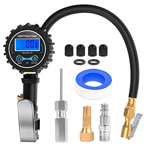 Nilight - 50057A Digital Tire Inflator Deflator with Pressure Gauge 250 PSI Air Chuck and Compressor Accessories with Rubber Hose and Quick Connect Coupler for 0.1 Display Resolution