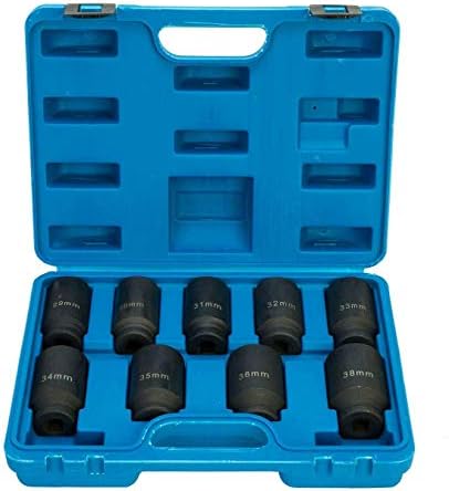 8MILELAKE Axle Nut Impact Sockets Set 9pcs Front and Back Wheel Driver Sockets 1/2 inches Drive