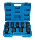 8MILELAKE Axle Nut Impact Sockets Set 9pcs Front and Back Wheel Driver Sockets 1/2 inches Drive