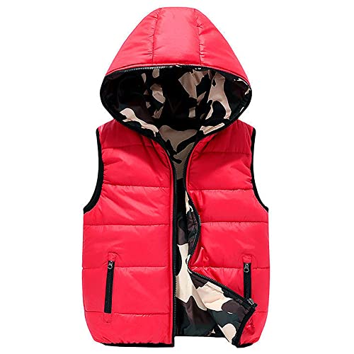 L PATTERN Gilet Matelassé en Coton Pull Doudoune à Capuche sans Manche à Porter Double Face Cover