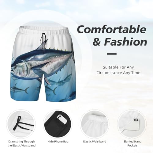 Men's Swim Trunks Quick Dry Board Shorts Bluefin Tuna Thunnus Beach Shorts with Pocket Bathing Suits for Men4