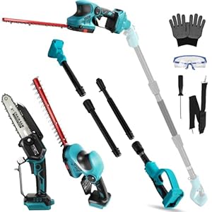 Akku Hochentaster AST Kettensäge & Heckenschere Teleskop für Makita 18V (Ohne akkus), Mini 6 Zoll Astsäge Verstellbare Teleskopstange 4 IN 1 Strauchschere teleskopsäge säge Arbeitshöhe bis 4, 5m