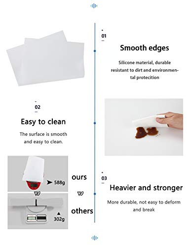 Ultra Thick 2mm Silicone Kitchen Mat - Heat-Resistant, Non-Slip, Waterproof Worktop Protector, 60x40cm, White Semi-Transparent - Image 6