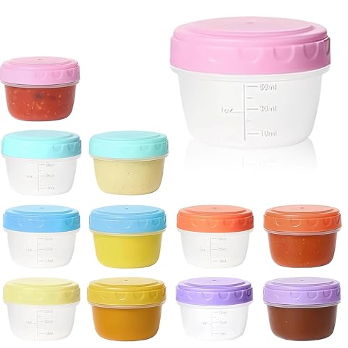 LNSYSNS Pequeños Contenedores para Congelador 80 ml, 12 Piezas Recipientes Herméticos para Alimentos, Hermético Recipientes Pequeño para Salsas Reutilizable, para Salsas, Aperitivos y Condimentos