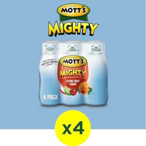 Mott's Mighty Flying Fruit Punch Juice Drink, 8 Fl Oz Bottles, 24 Count (4 Packs Of 6), 100% Fruit Juice with Purified Water, Vitamins A, C And E, No Artificial Flavors, Colors or Sweeteners