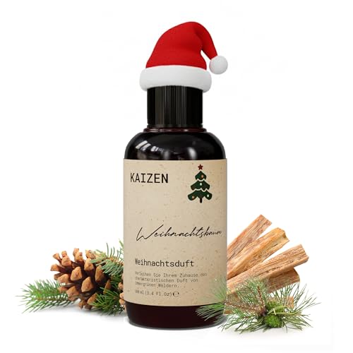 Kaizen® Weihnachtsduft Raum Spray -100ml- Christmas Tree Mist - Raumduft Weihnachten mit Kiefernnadeln, Zedernholz & Schwarzfichte - Tannenduft für Weihnachtsbaum & Winterdeko