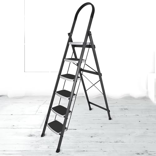 Plantex 6 Step Ladder -Foldable Steel 6 Step Ladder-Wide Anti Skid Steps-Made in...