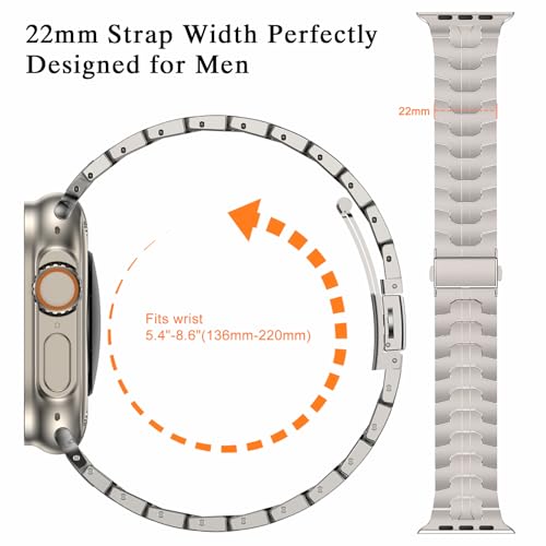 Image of MioHHR Titanium Band Compatible with Apple Watch 49mm 46mm 45mm 44mm 42mm(Series 3 /2 /1), Titanium Band with Scratch-Resistant Coating for iWatch Series 11 10 9 8 7 6 5 4 SE3 /2 /1 Ultra3 /2 /1, Frosted Silver