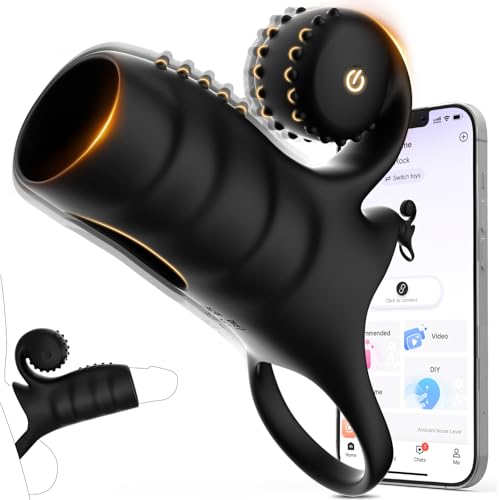 Penisring Sex Spielzeug für die Paare Extrem Sex Penishülle mit Klitorisstimulator, Penis Vibrator Sexspielzeug für Frau Männer Beide Zusammen Penisringe 9Modi Cock Ring für Penisverlängerung Schwarz