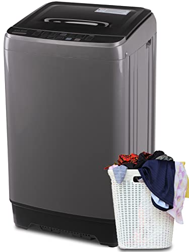 Anukis Fully Automatic Portable Washing Machine, 13 lbs Capacity Compact Laundry Washer with Drain Pump 10 Wash Program & 8 Water Levels for Apartment, Dorm, RV, Gold