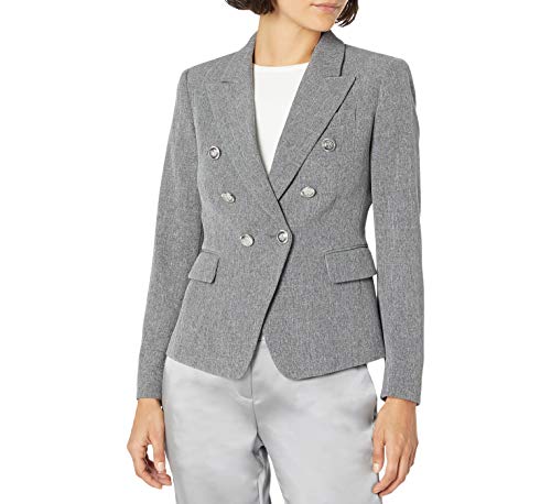 Tahari ASL Women's Double Breasted Jacket, Black White Melange, 4