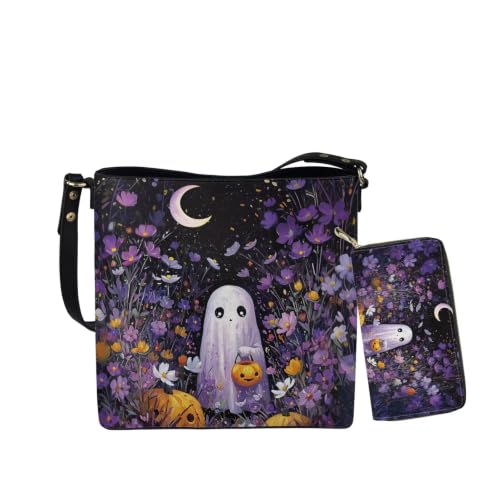 Image of HUGS IDEA Leather Purses and Handbag for Women Bucket Bag with Wrist Wallet 2 Packs