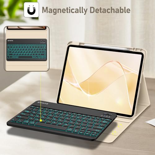 Image of FINTIE Keyboard Case for iPad Air 13-inch M4 /M3 /M2 (2026 /2025 /2024) with Pencil Holder - Soft TPU Back Cover with Magnetically Detachable Bluetooth Keyboard, Backlight /Starlight