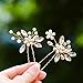 Catery Flower Bride Wedding Hair Pins Crystal Pearl Hair Set Jewelry Headpieces Bridal Decorative Hair Accessories for Women Pack of 2 (Gold)