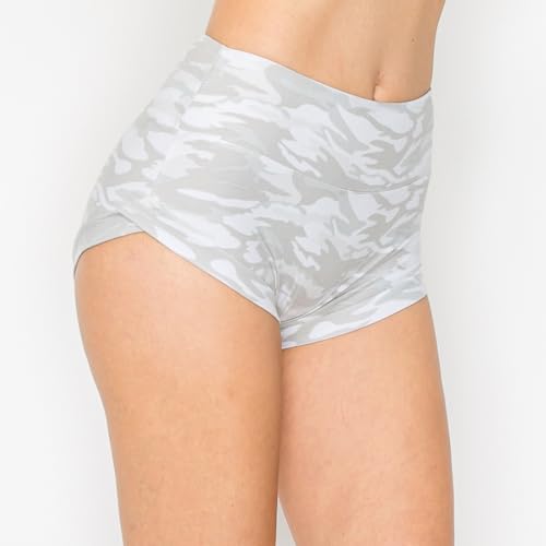 Image of ALWAYS Women's Super Soft Casual Yoga Workout Shorts with Hem 143 White Camo XL