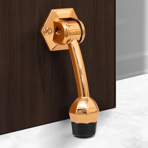 Image of Plantex Door Stopper for Main Door /5-Inch Stopper with Rubber Grip /Stoppers for Wooden Door /Stops for Door - Pack of 1 (Rose Gold)