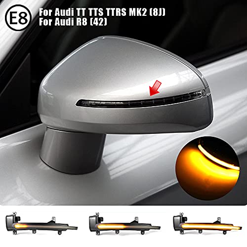QKLsudua 2pcs Dynamic Sequential Blink LED Side Mirror Turn Signal Light Assembly Compatible with Au-di TT TTS MK2 8J TTRS R8