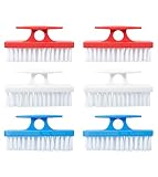 Superio Nail Brush Set (6 Pack) Cleaner with Handle, Durable Brush Scrubber to Clean Toes, Fingernails, Hand Scrubber All Surface Cleaning, Heavy Duty Scrub Brush Stiff Bristles (Red- White- Blue)