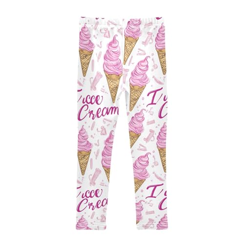 Ice Cream Cones Girls' Leggings Toddler Doodles Pink Swirls Kids Yoga Pants Dance Active Tights 4T2