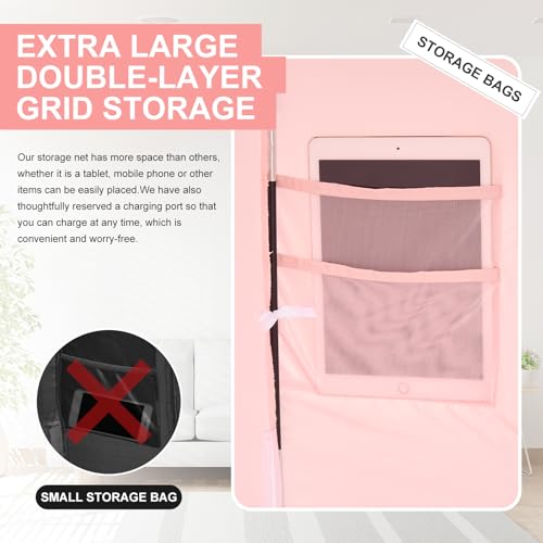 Tienda de campaña para cama individual con espacio de privacidad 6