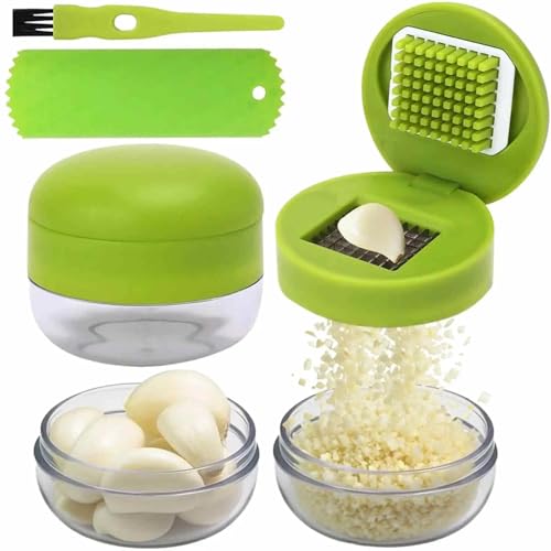 Tianher Prensa Ajos,Machacador de Ajos Garlic Press con Pelador de Silicona y Cepillo Limpiador Fácil de Usar Ideal para la Cocina para Rallar Ajo Jengibre