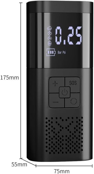 Portable Digital Car Tire Inflator, Wireless Air Pump, LCD Display, Rechargeable Battery